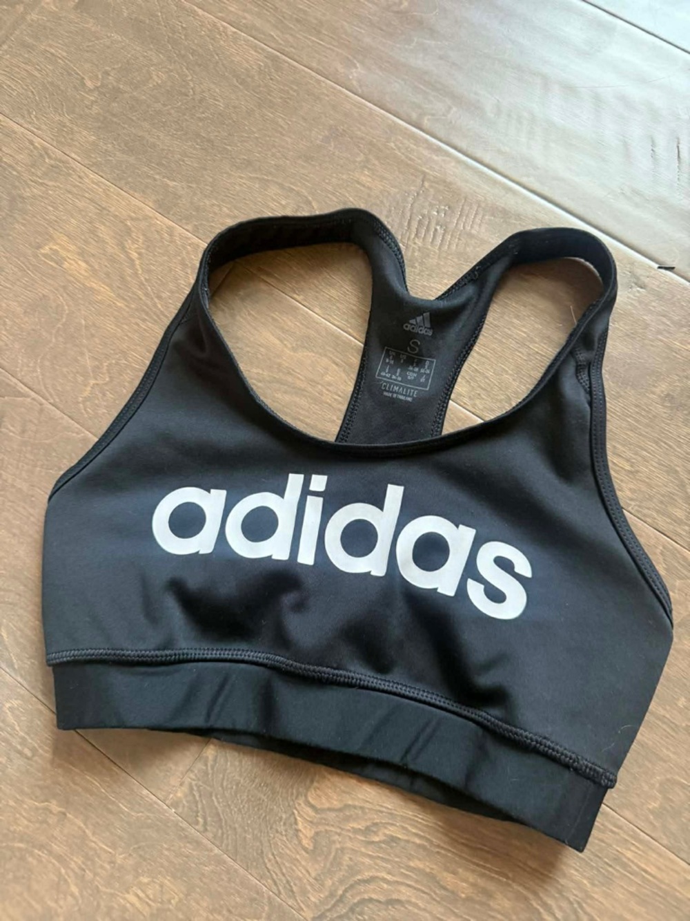 adidas Black Sports Bra with White Logo
